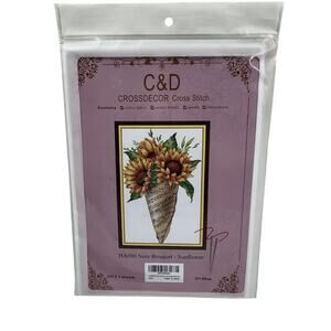 C&D Cross Stitch Kit Sunflower Bouquet 33x45cm Floral DIY Embroidery NEW